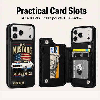 1972 Mustang Personalized Leather Wallet Phone Case