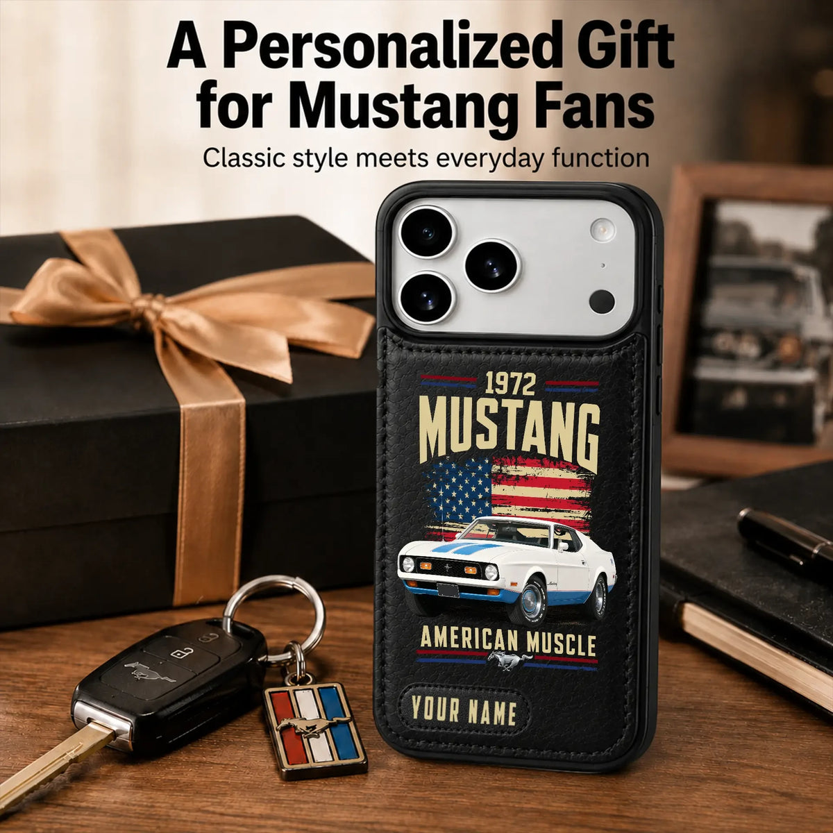 1972 Mustang Personalized Leather Wallet Phone Case