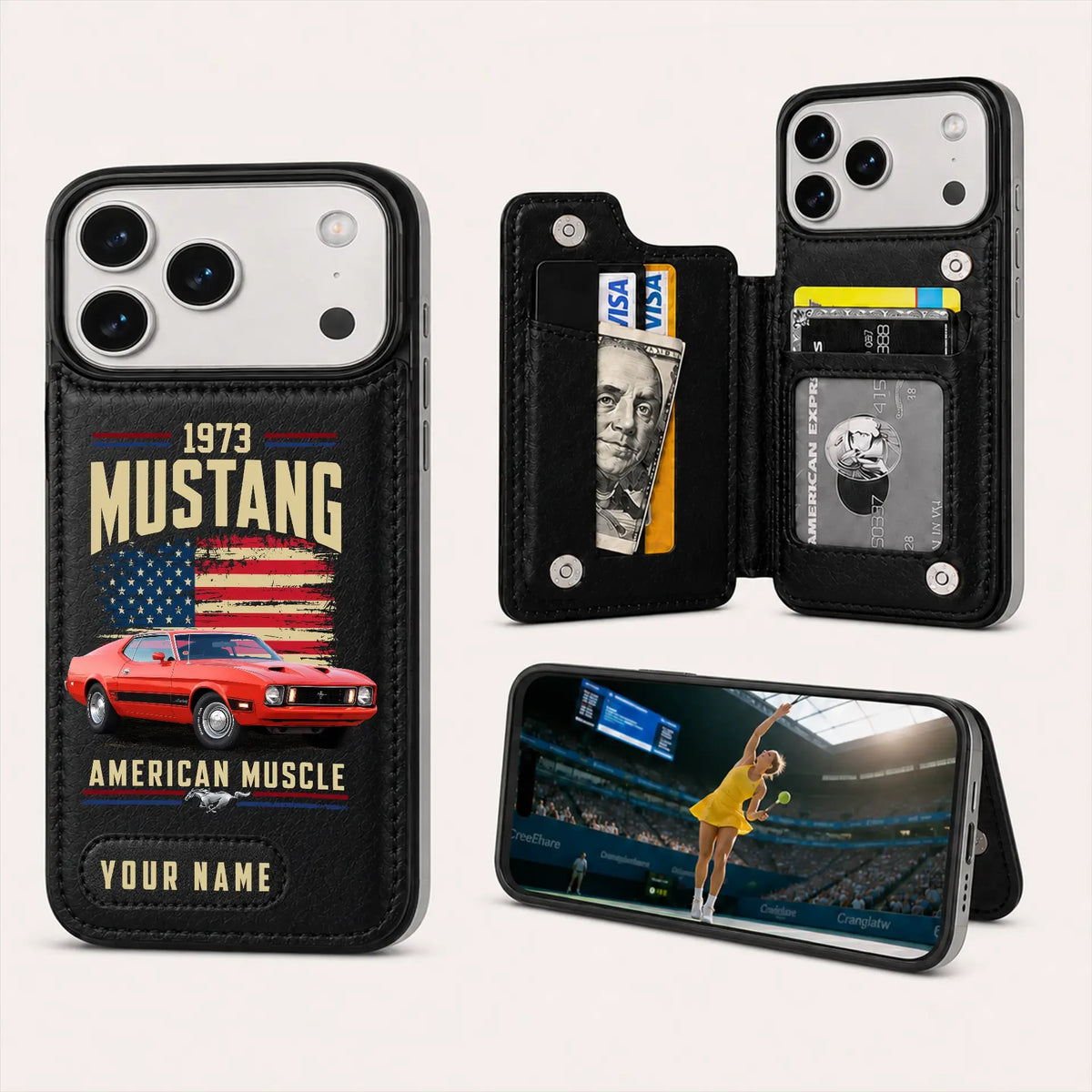 1973 Mustang Personalized Leather Wallet Phone Case