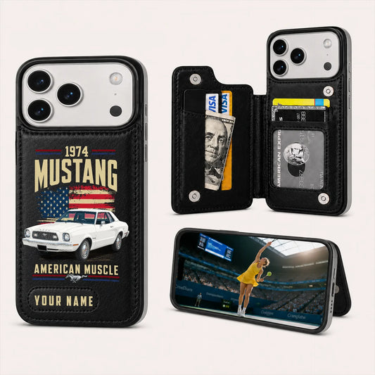 1974 Mustang Personalized Leather Wallet Phone Case