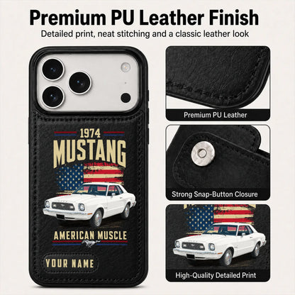 1974 Mustang Personalized Leather Wallet Phone Case