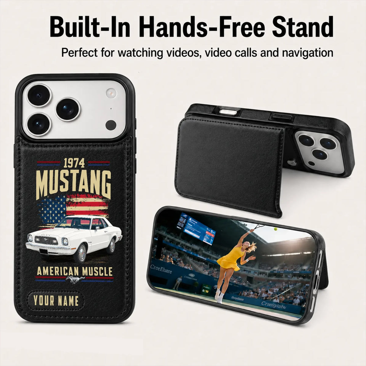 1974 Mustang Personalized Leather Wallet Phone Case
