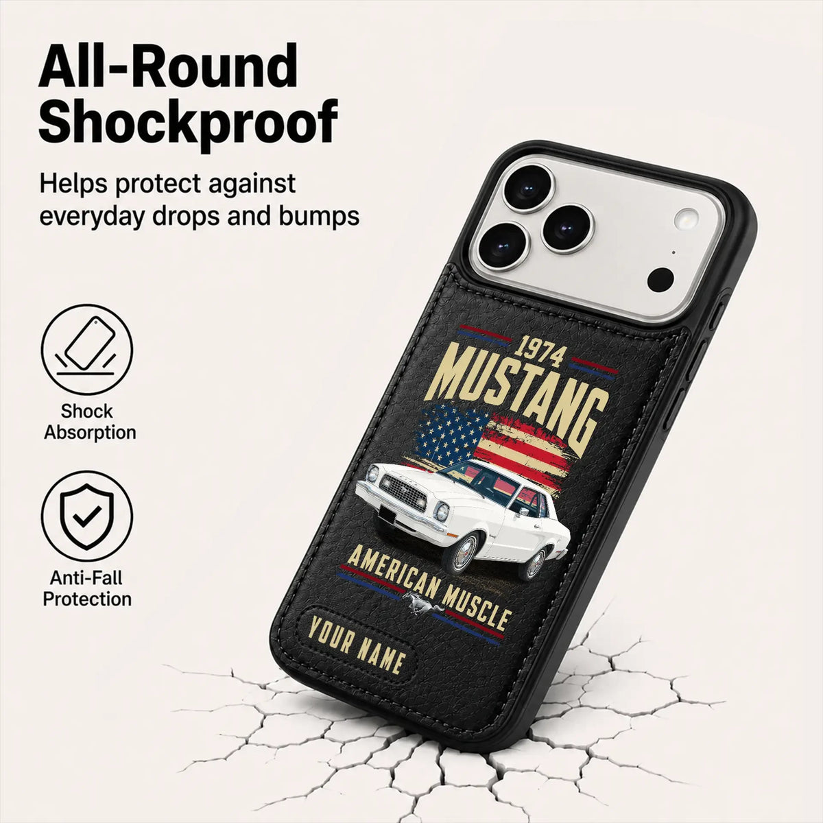 1974 Mustang Personalized Leather Wallet Phone Case