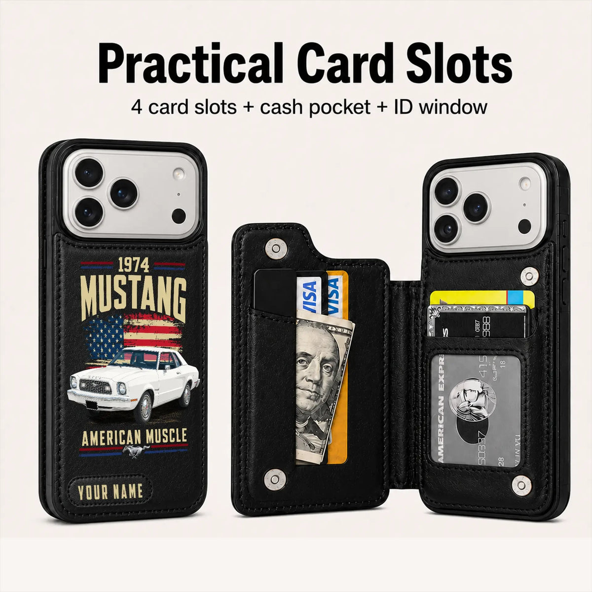 1974 Mustang Personalized Leather Wallet Phone Case