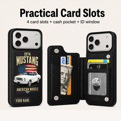 1974 Mustang Personalized Leather Wallet Phone Case