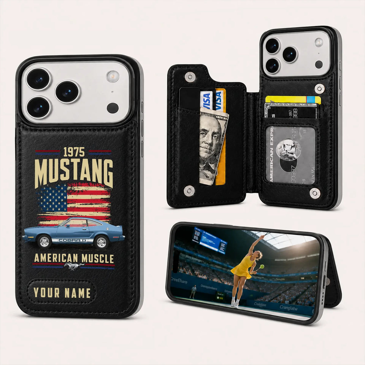 1975 Mustang Personalized Leather Wallet Phone Case