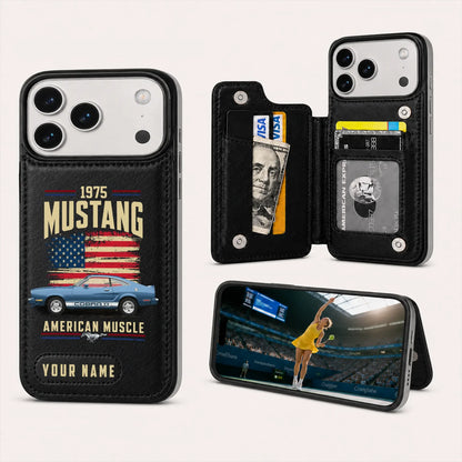 1975 Mustang Personalized Leather Wallet Phone Case