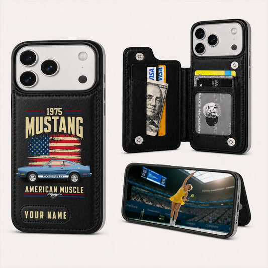 1975 Mustang Personalized Leather Wallet Phone Case