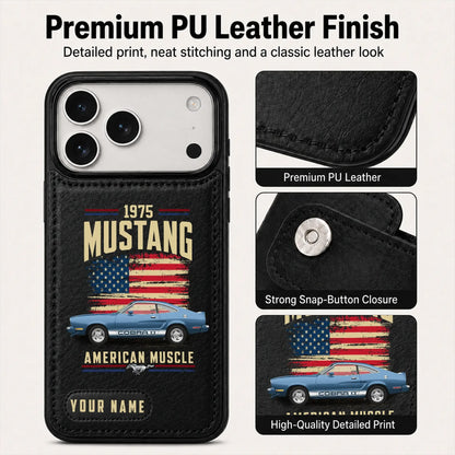 1975 Mustang Personalized Leather Wallet Phone Case
