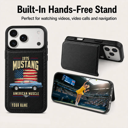 1975 Mustang Personalized Leather Wallet Phone Case