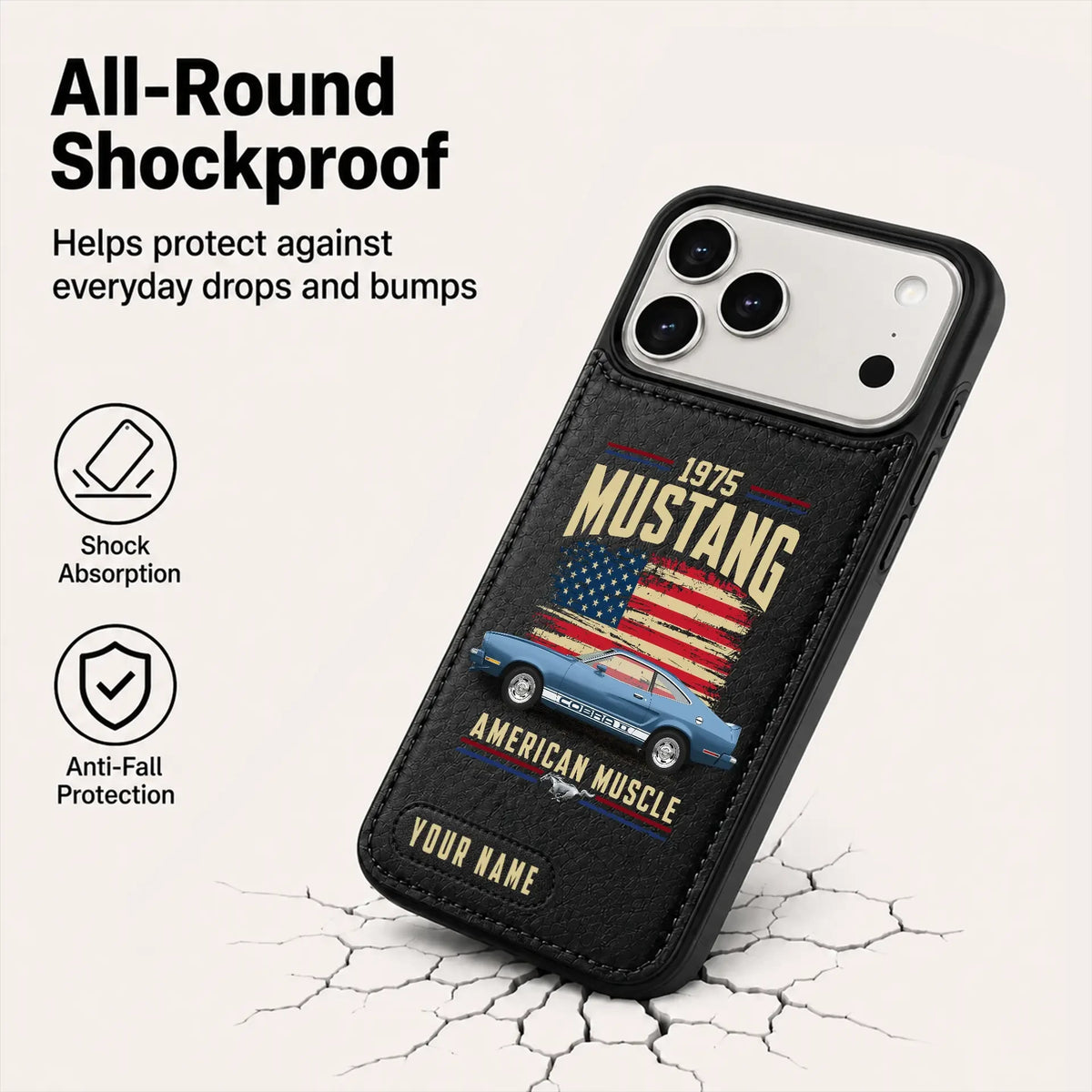 1975 Mustang Personalized Leather Wallet Phone Case