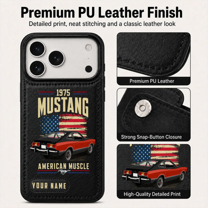 1975 Mustang Personalized Leather Wallet Phone Case
