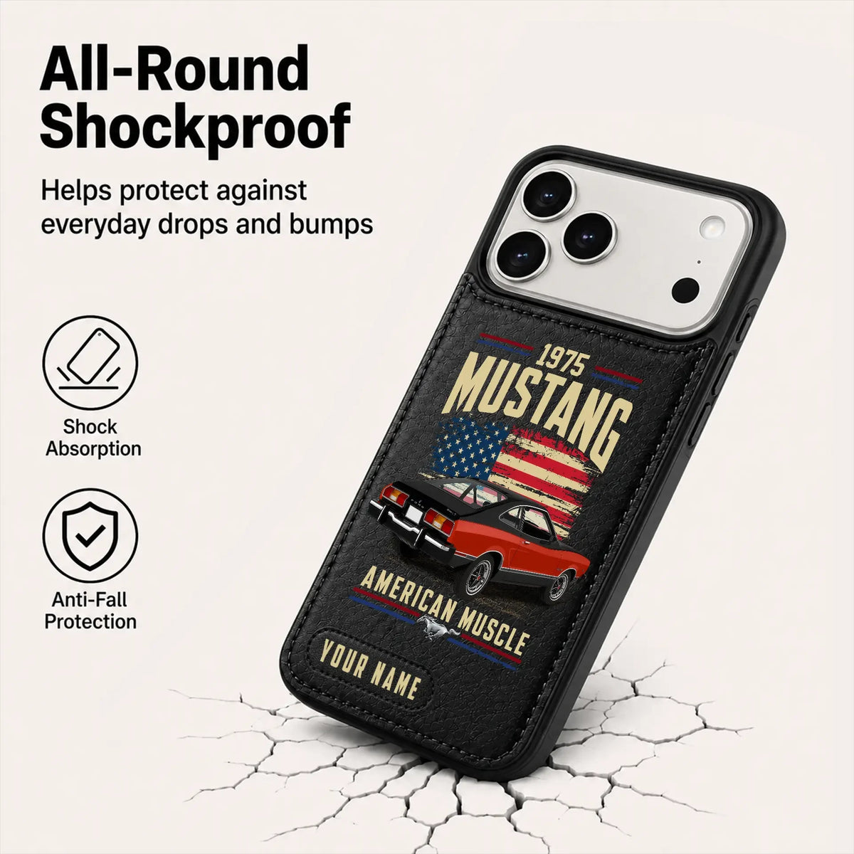 1975 Mustang Personalized Leather Wallet Phone Case