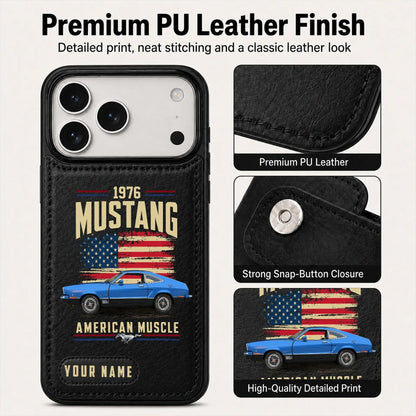 1976 Mustang Personalized Leather Wallet Phone Case