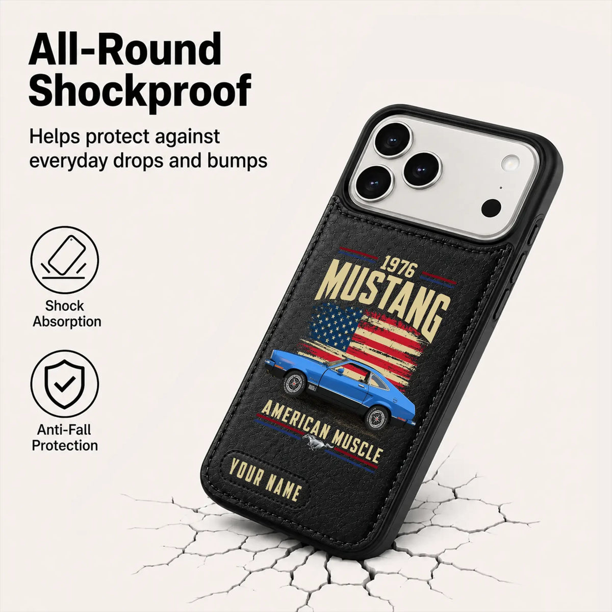 1976 Mustang Personalized Leather Wallet Phone Case