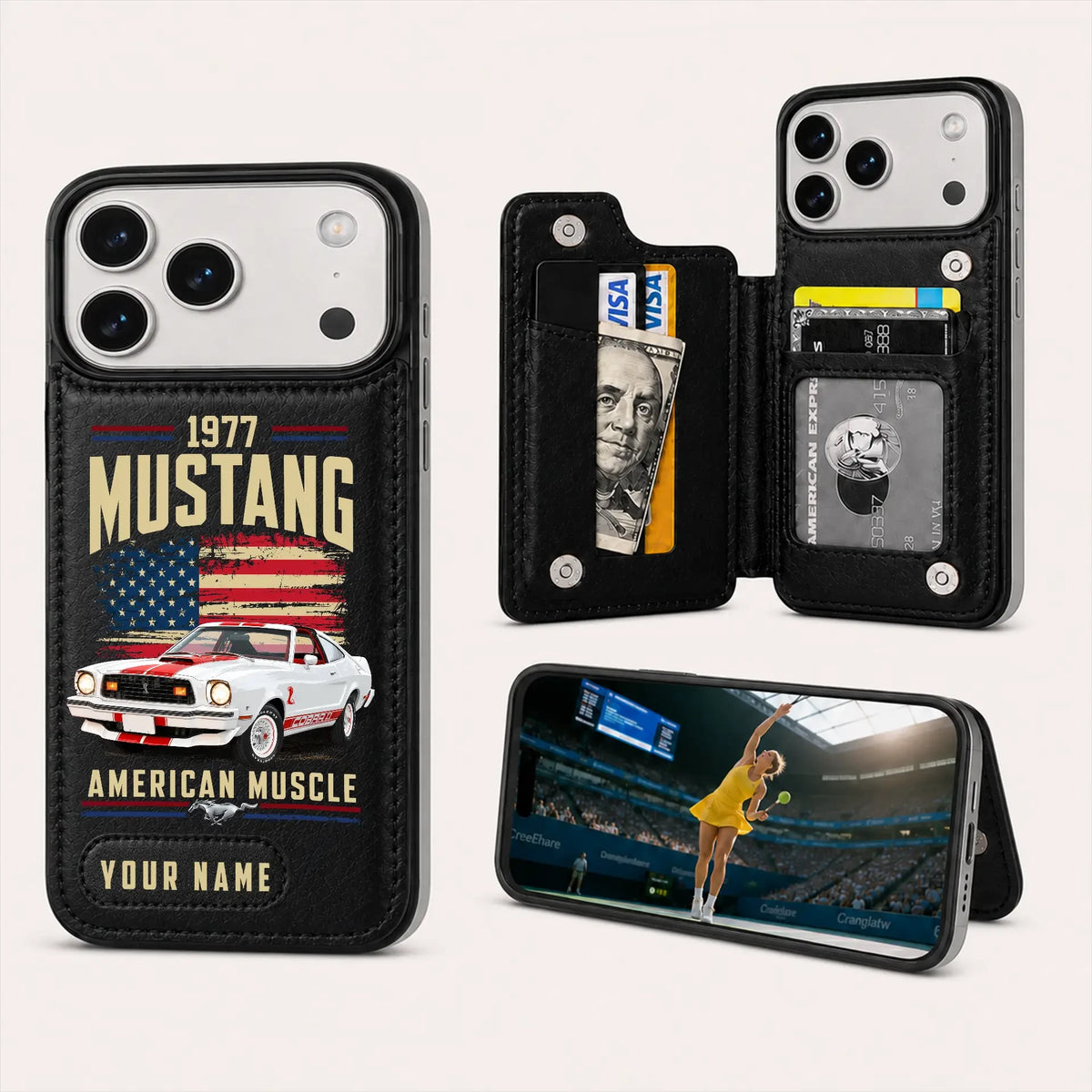 1977 Mustang Personalized Leather Wallet Phone Case