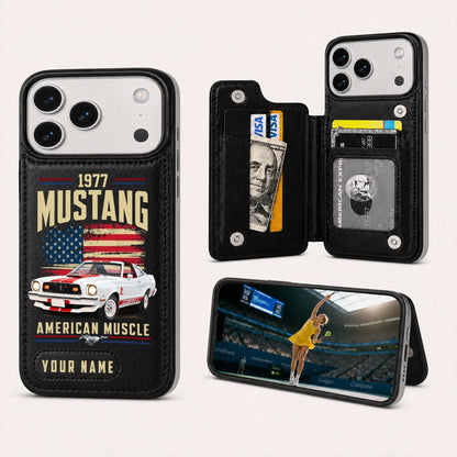 1977 Mustang Personalized Leather Wallet Phone Case