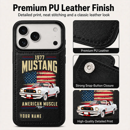 1977 Mustang Personalized Leather Wallet Phone Case