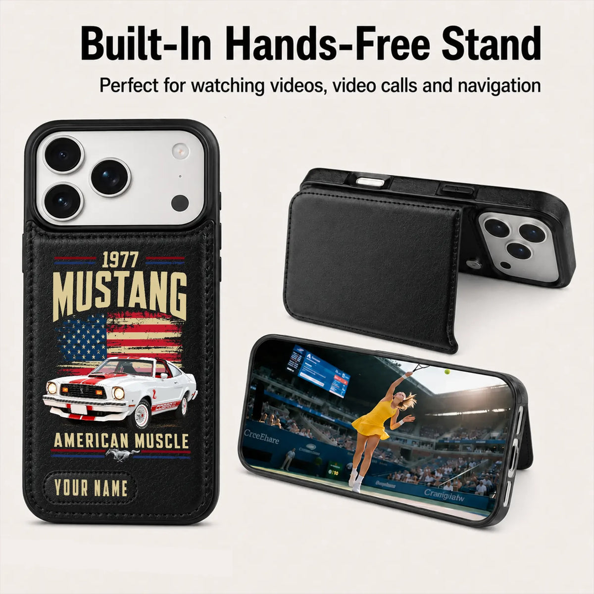 1977 Mustang Personalized Leather Wallet Phone Case