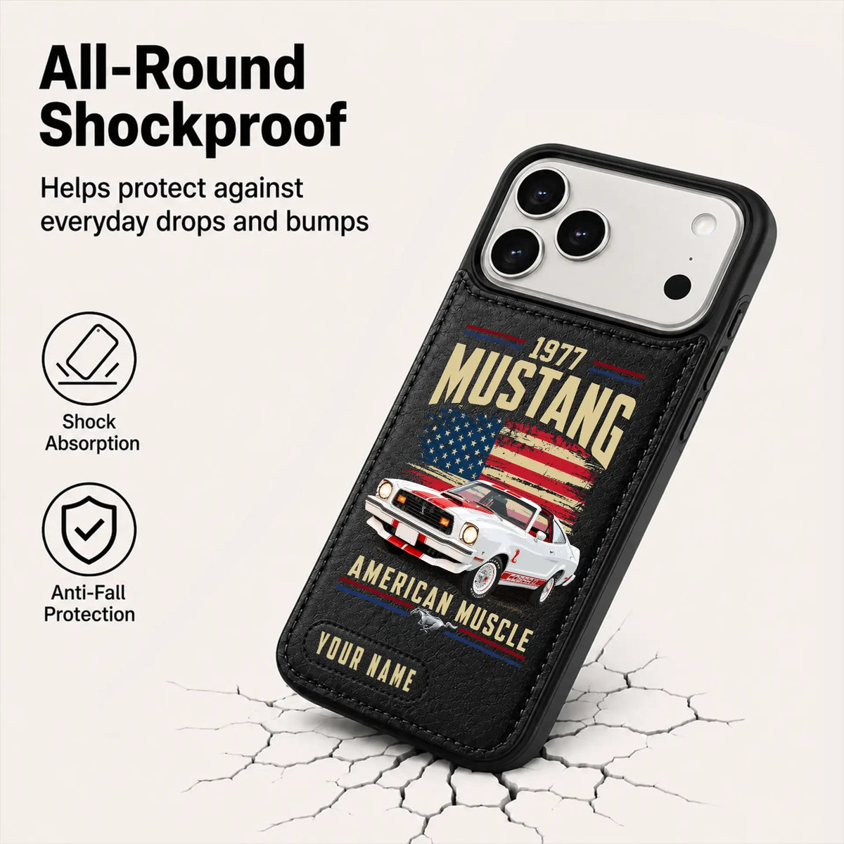 1977 Mustang Personalized Leather Wallet Phone Case