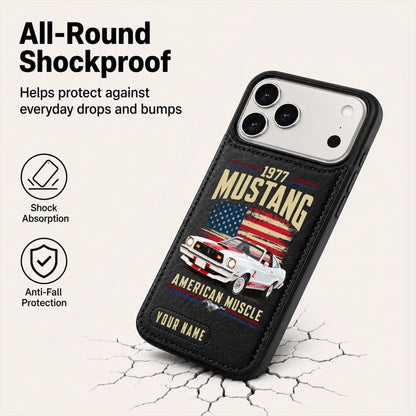 1977 Mustang Personalized Leather Wallet Phone Case