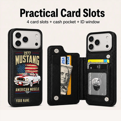 1977 Mustang Personalized Leather Wallet Phone Case
