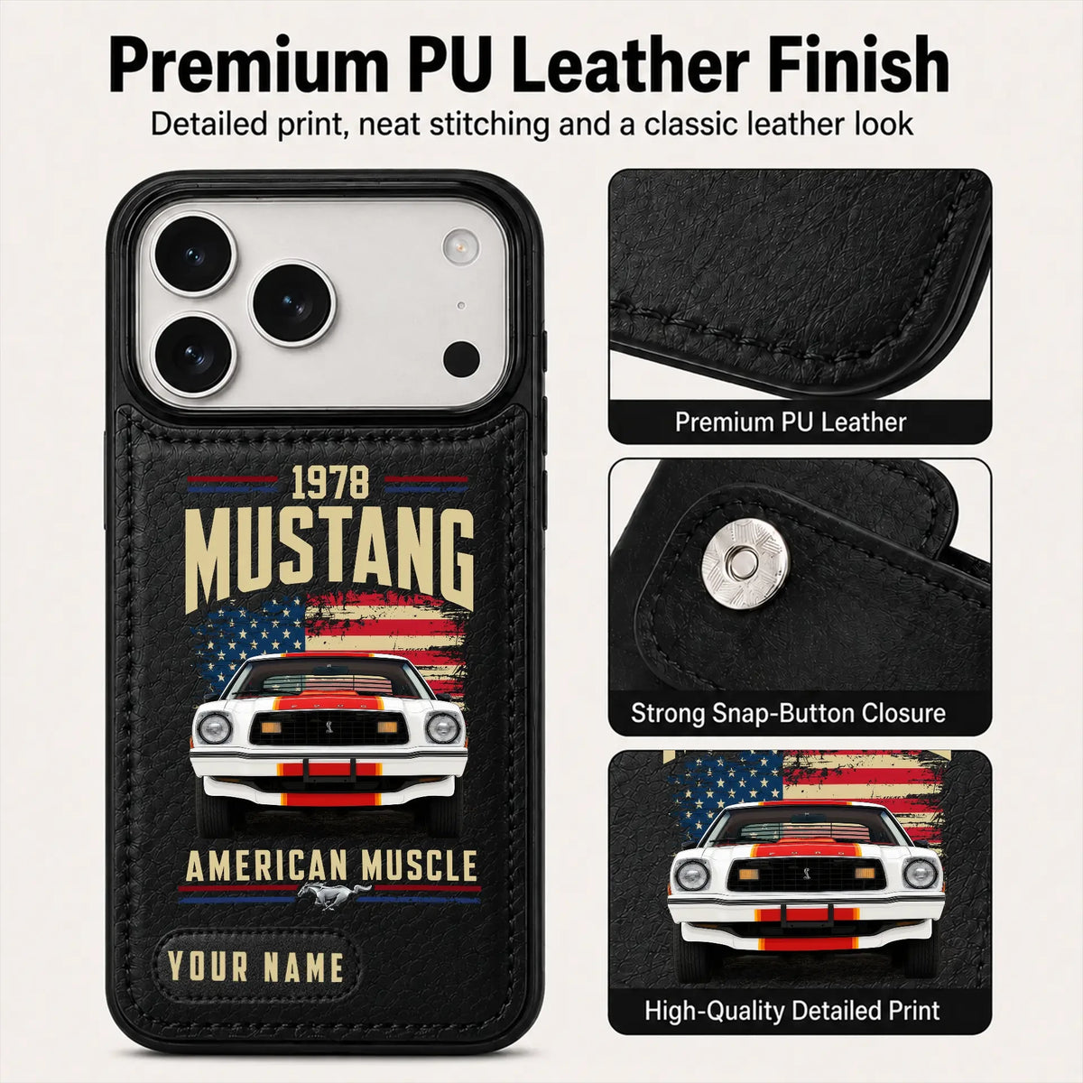1978 Mustang Personalized Leather Wallet Phone Case