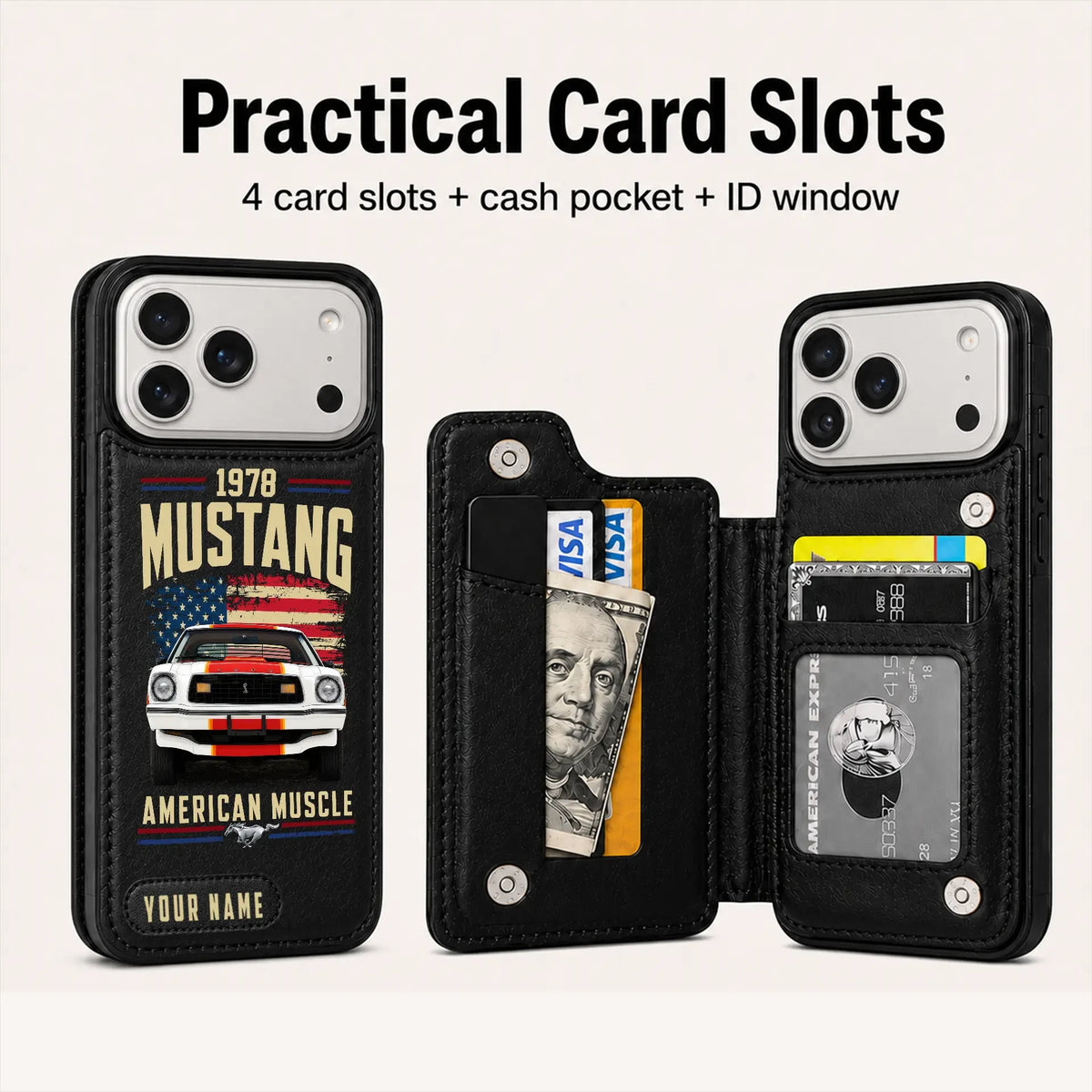 1978 Mustang Personalized Leather Wallet Phone Case