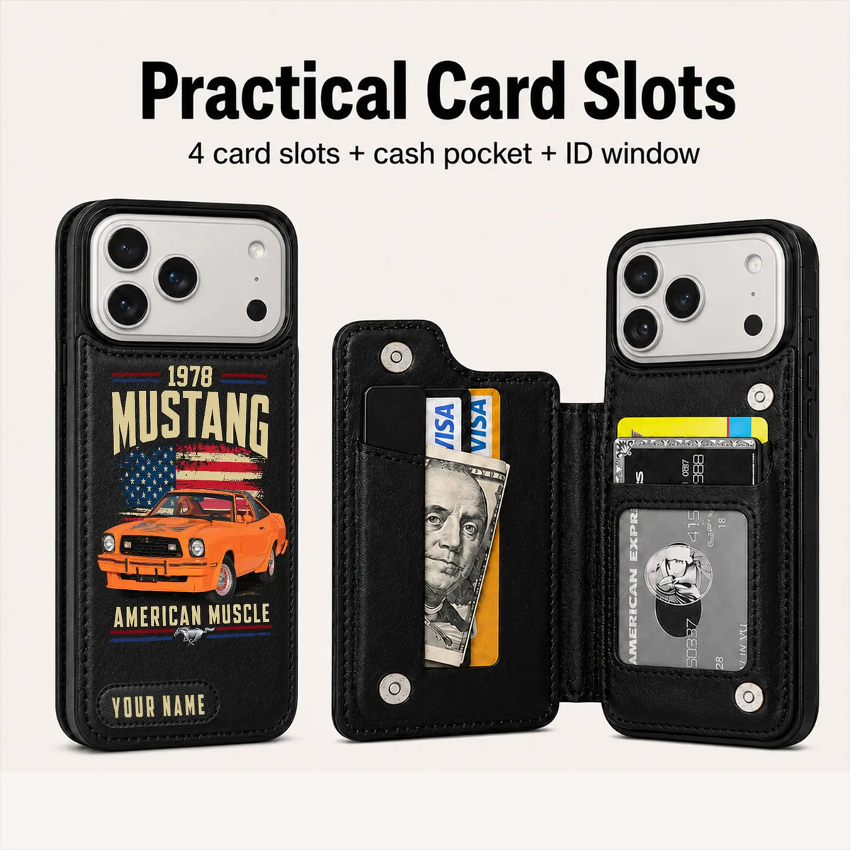 1978 Mustang Personalized Leather Wallet Phone Case