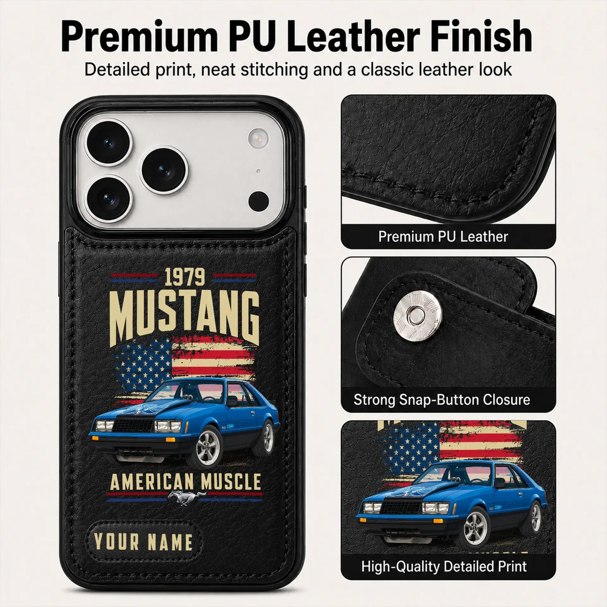 1979 Mustang Personalized Leather Wallet Phone Case