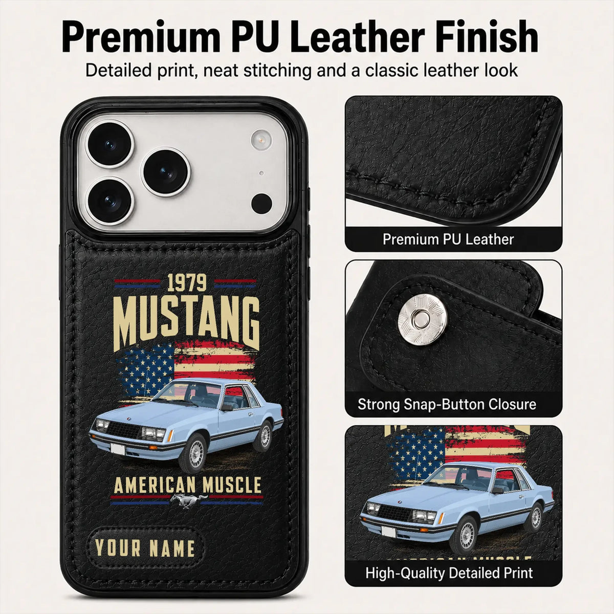 1979 Mustang Personalized Leather Wallet Phone Case