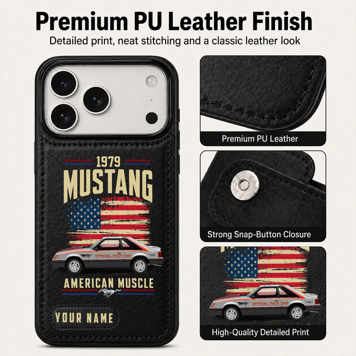 1979 Mustang Personalized Leather Wallet Phone Case
