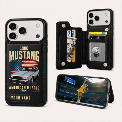 1980 Mustang Personalized Leather Wallet Phone Case