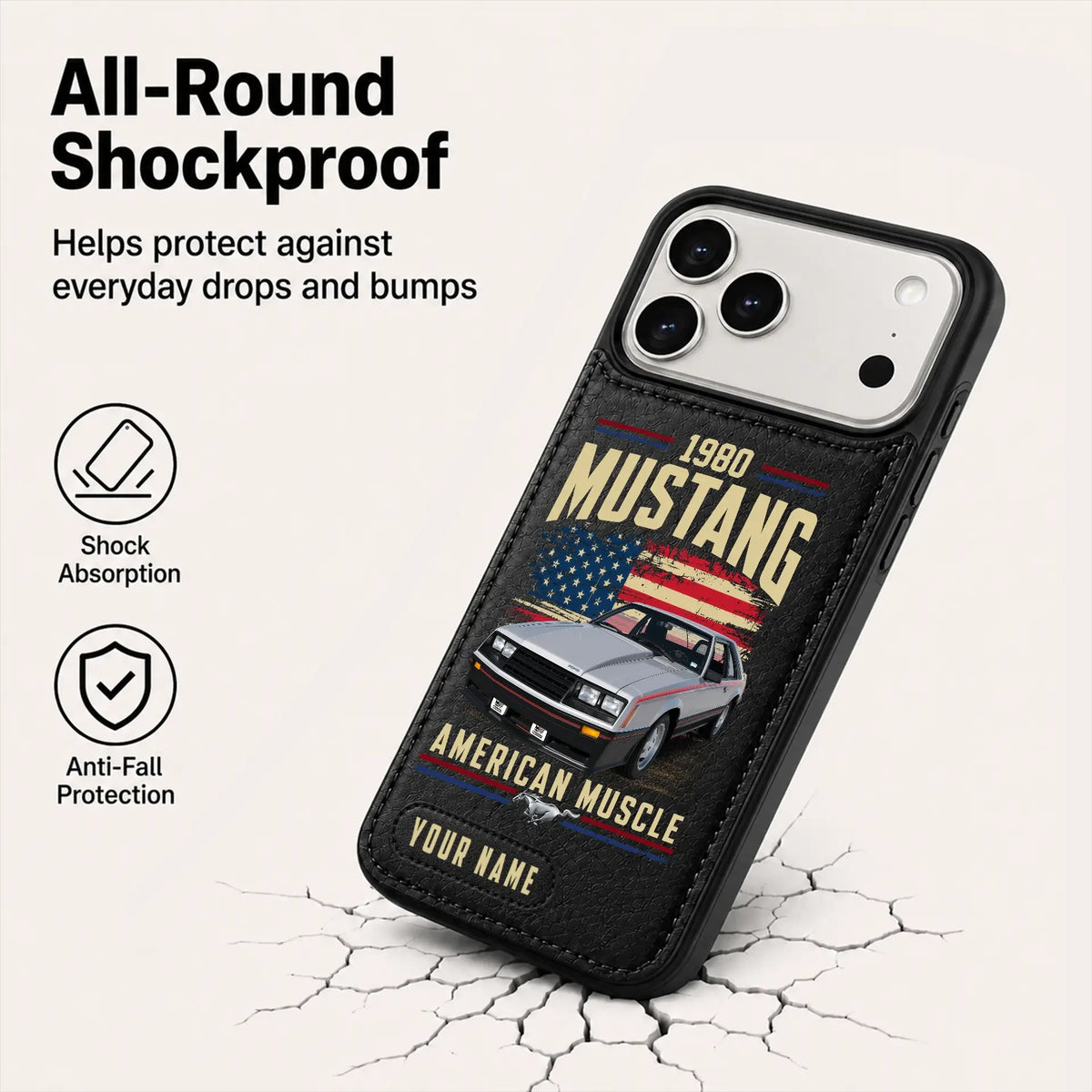 1980 Mustang Personalized Leather Wallet Phone Case