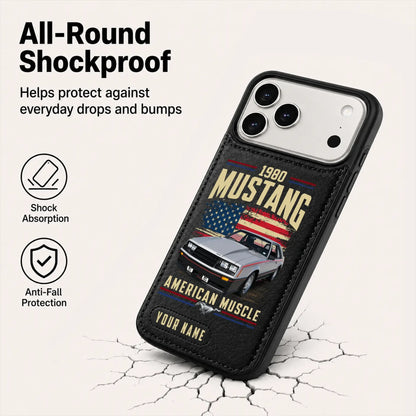 1980 Mustang Personalized Leather Wallet Phone Case