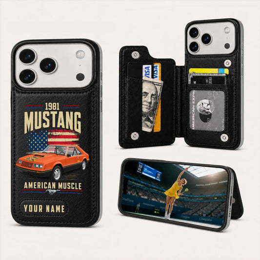 1981 Mustang Personalized Leather Wallet Phone Case