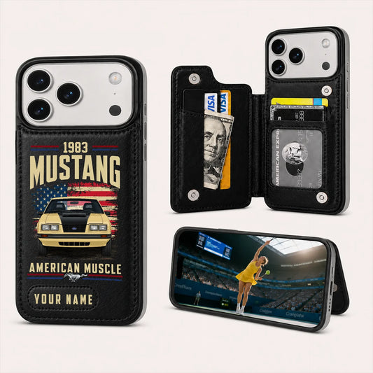 1983 Mustang Personalized Leather Wallet Phone Case