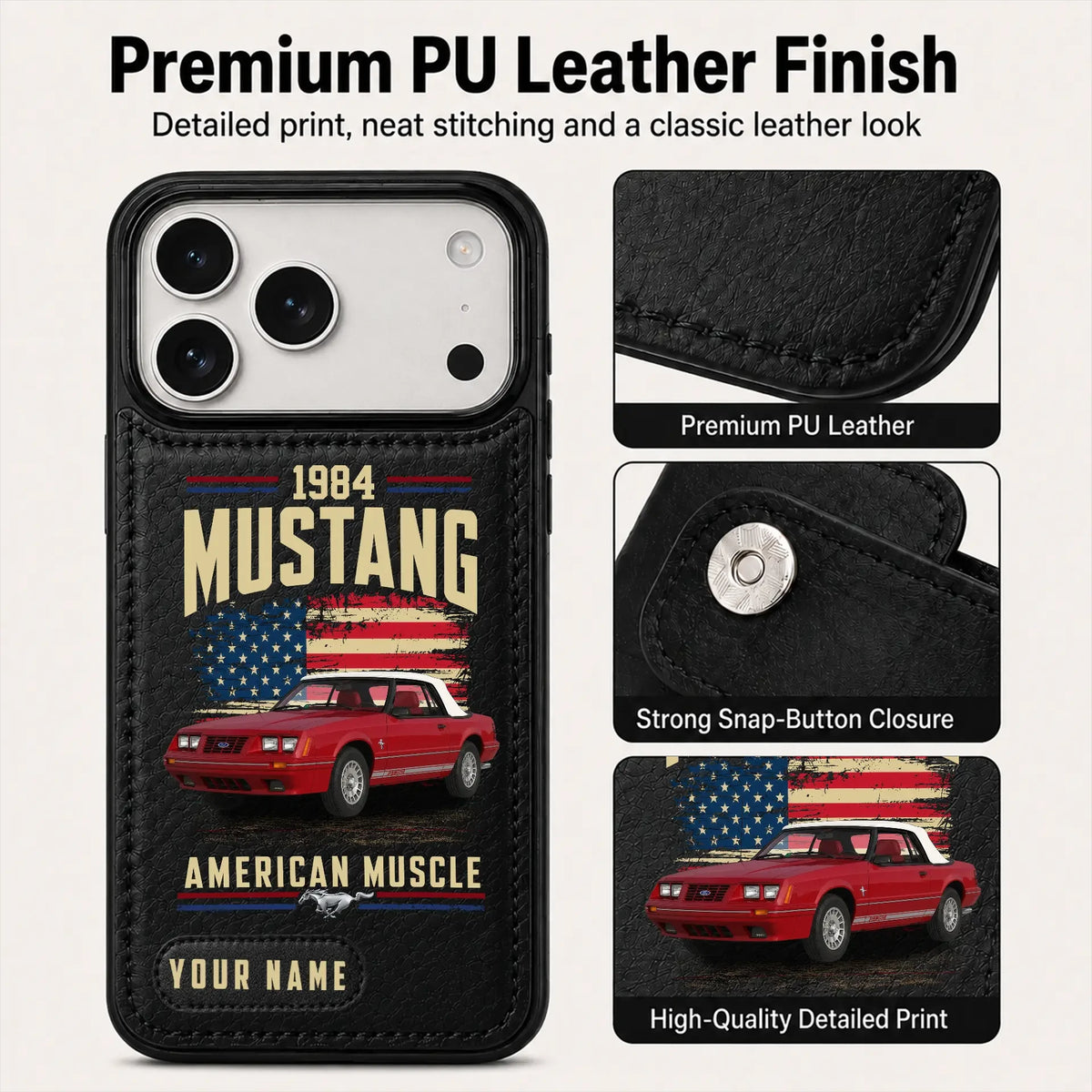 1984 Mustang Personalized Leather Wallet Phone Case