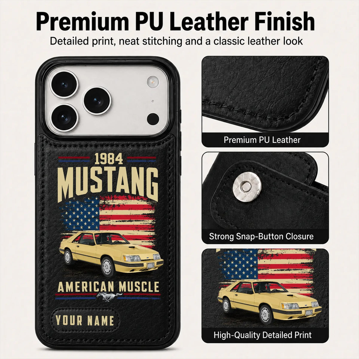 1984 Mustang Personalized Leather Wallet Phone Case