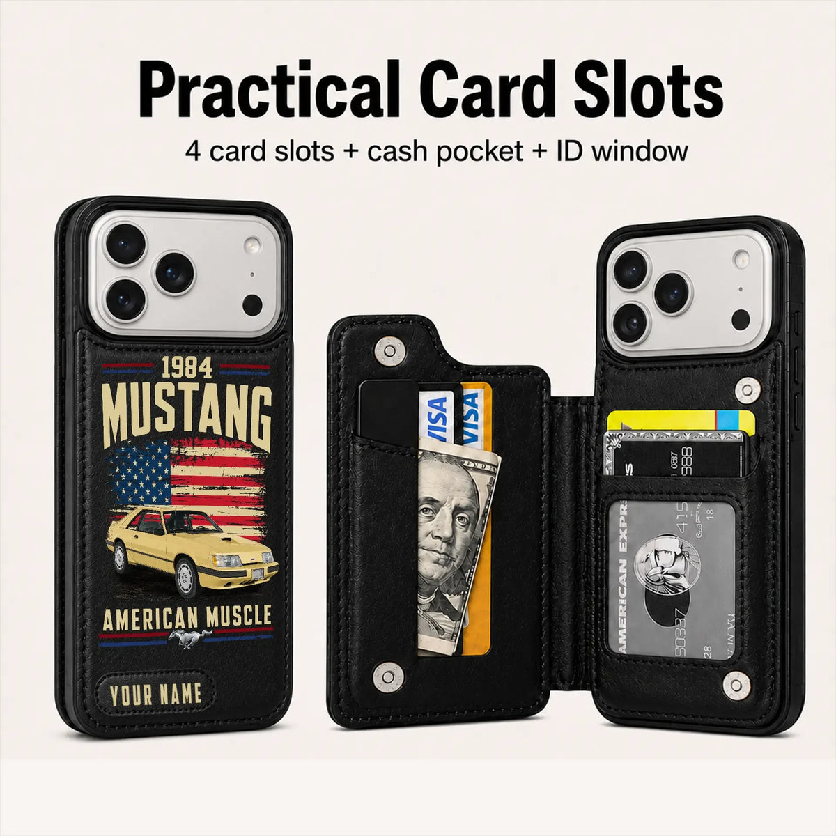 1984 Mustang Personalized Leather Wallet Phone Case