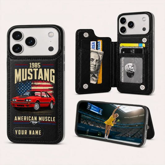 1985 Mustang Personalized Leather Wallet Phone Case