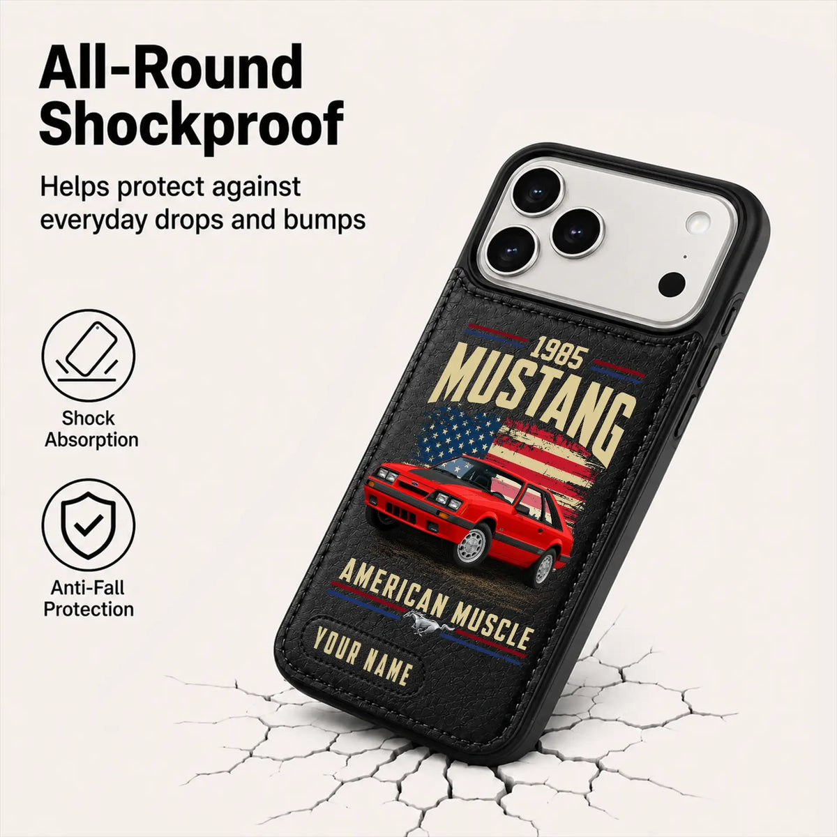 1985 Mustang Personalized Leather Wallet Phone Case
