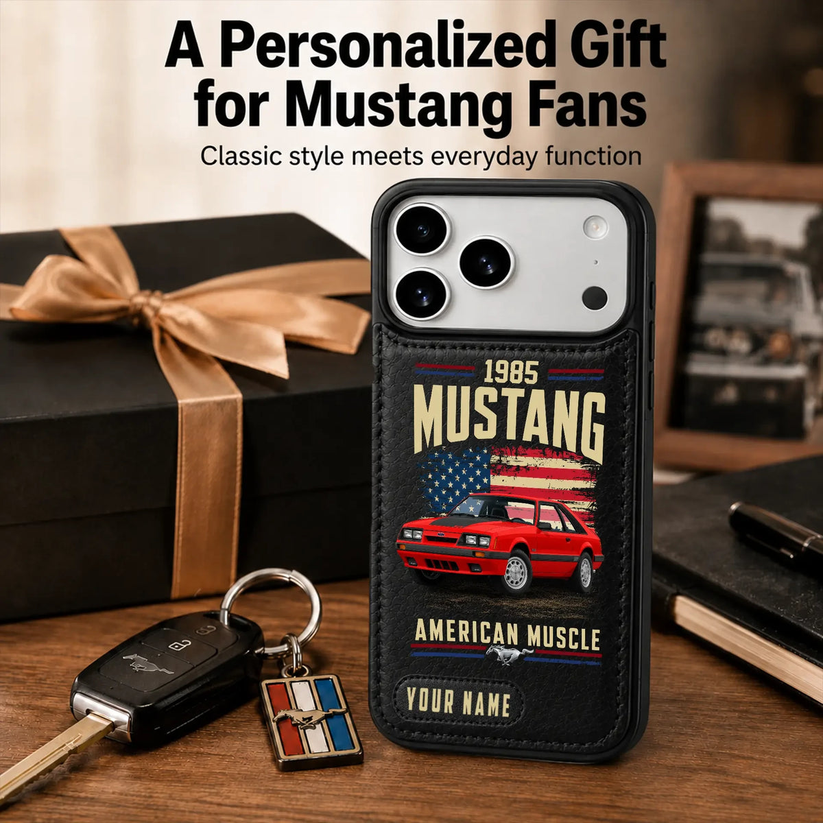 1985 Mustang Personalized Leather Wallet Phone Case