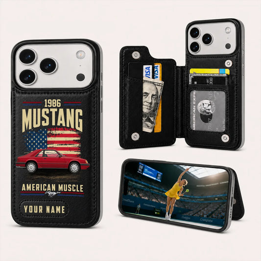 1986 Mustang Personalized Leather Wallet Phone Case