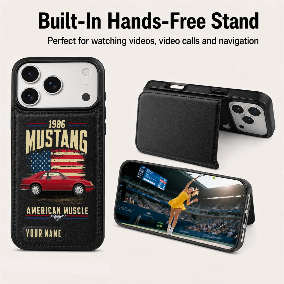 1986 Mustang Personalized Leather Wallet Phone Case