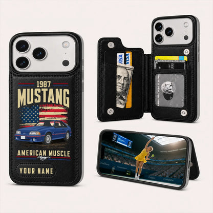 1987 Mustang Personalized Leather Wallet Phone Case