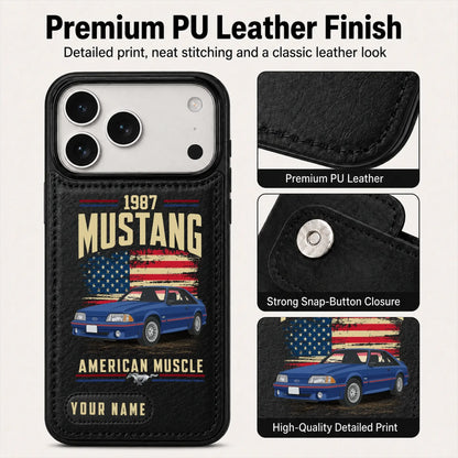 1987 Mustang Personalized Leather Wallet Phone Case