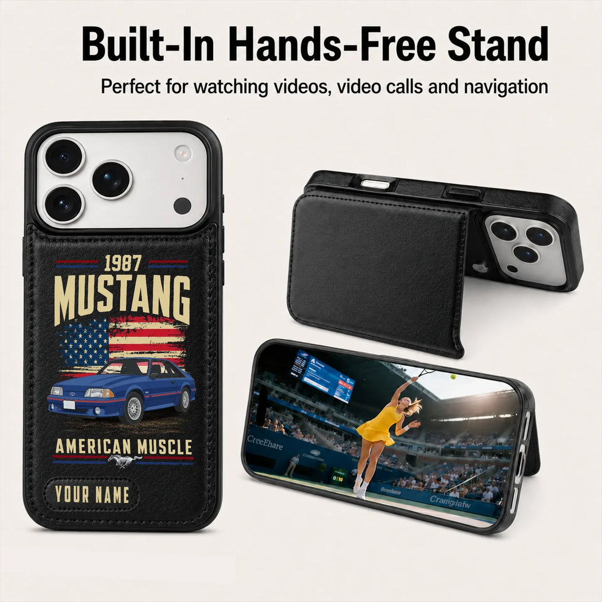 1987 Mustang Personalized Leather Wallet Phone Case