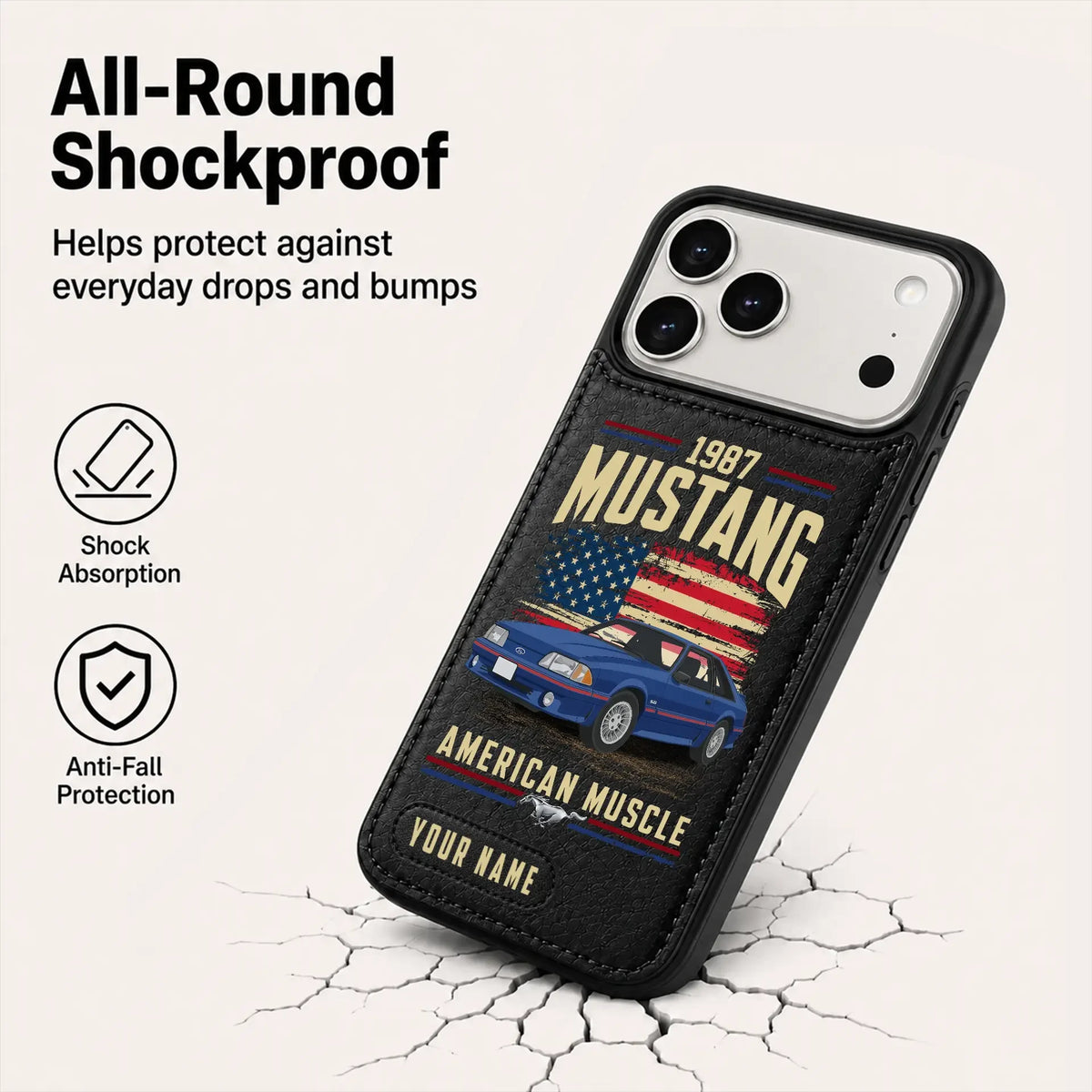 1987 Mustang Personalized Leather Wallet Phone Case