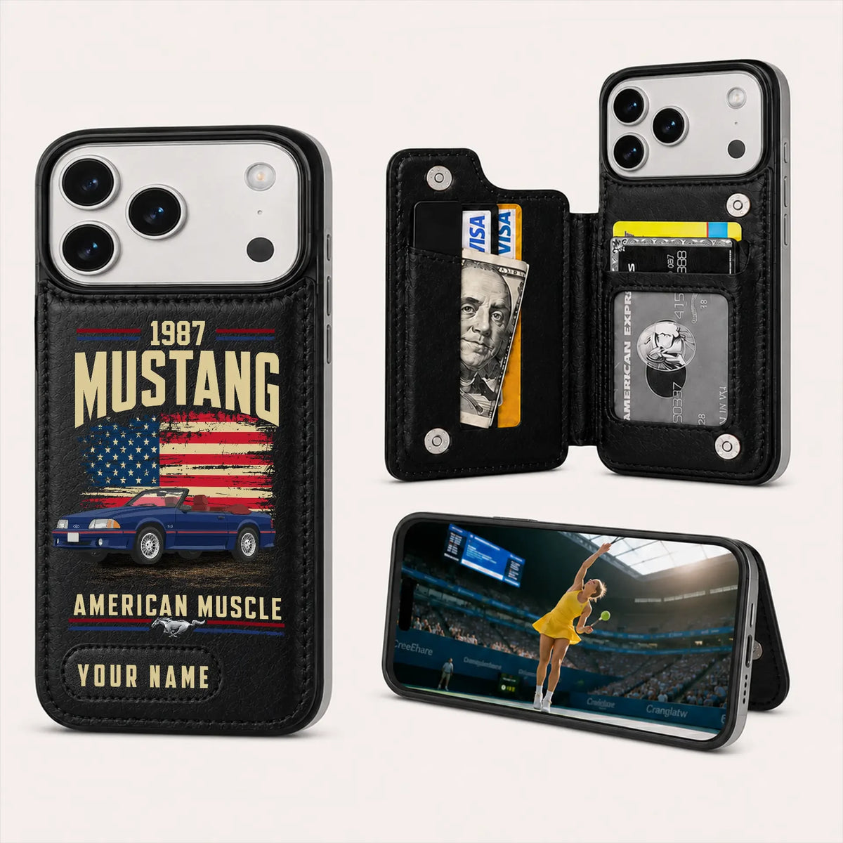 1987 Mustang Personalized Leather Wallet Phone Case